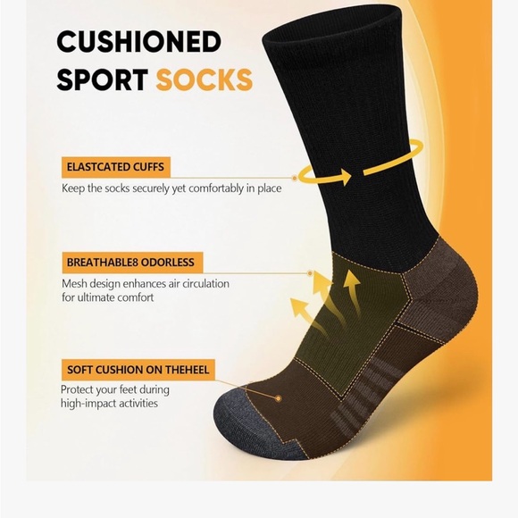 Black Crew Socks - 6 Pack brand new  sizes listed in photos - Picture 3 of 8